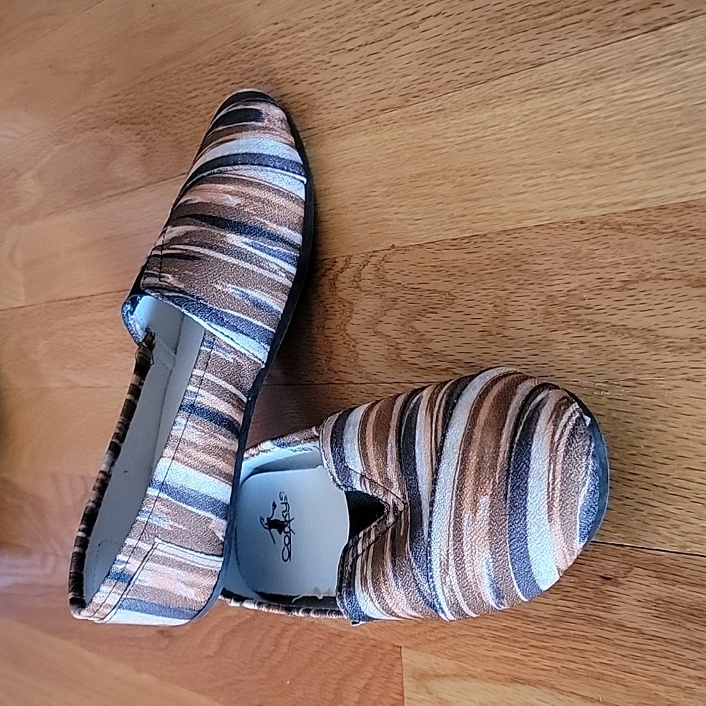 Corkys Brown Striped Slip On Shoes